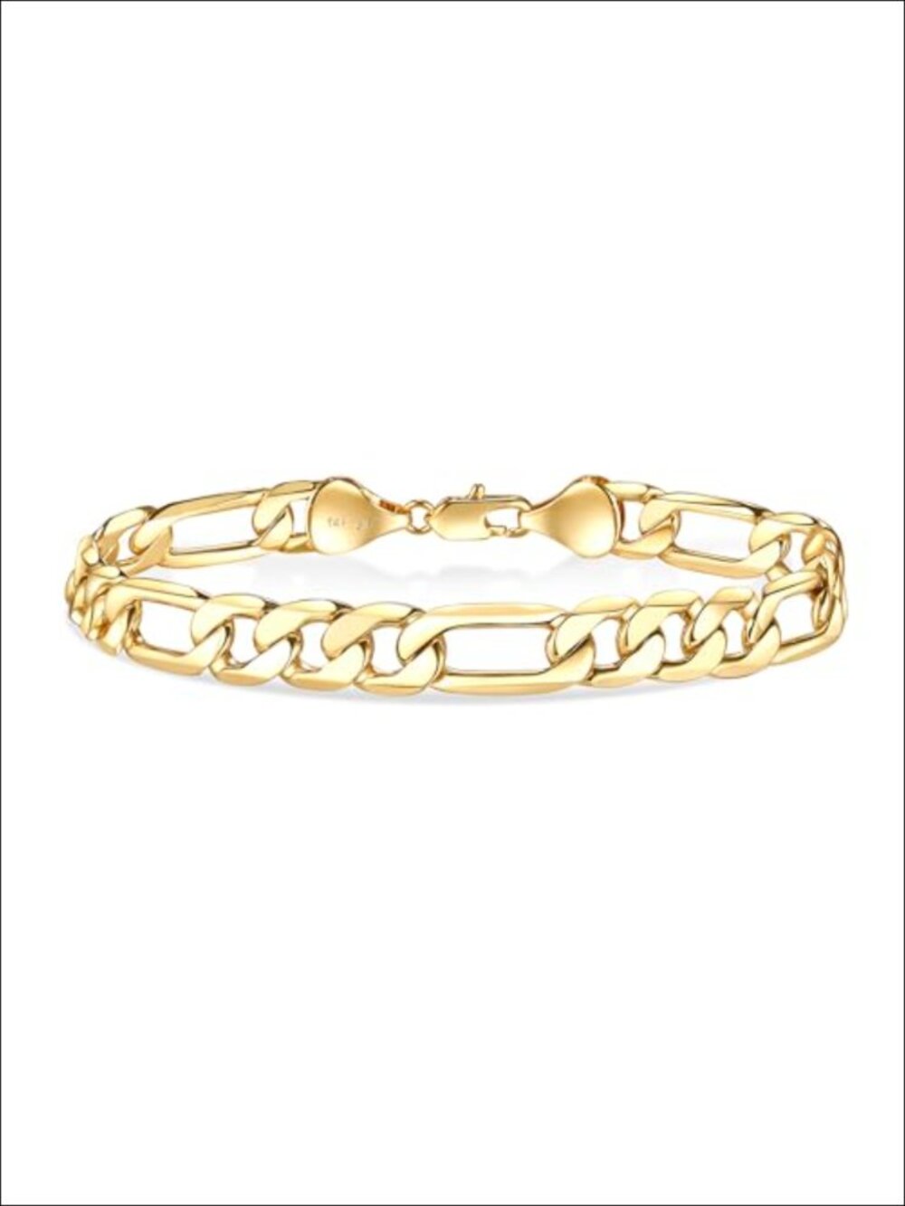 6mm Figaro Link Chain Bracelet, Hypoallergenic Diamond-Cut, Unisex Jewelry